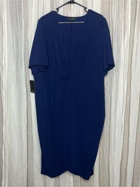 NWT Eloquii Navy Draped Front Dress